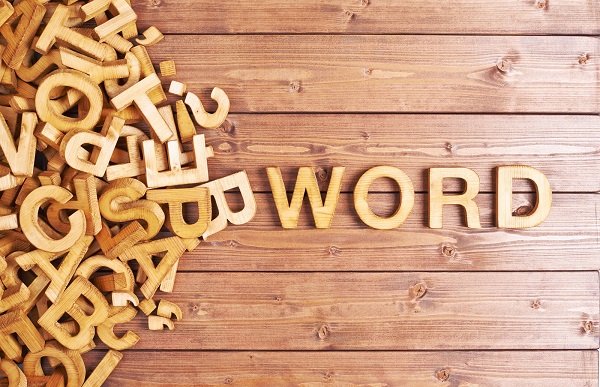 word spelled with block wooden letters